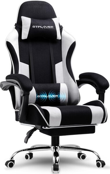 Sedia da gaming GTPLAYER, sedia da ufficio, sedia ergonomica per computer, sedia da gaming con supporto lombare massaggiante, poggiapiedi e poggiatesta