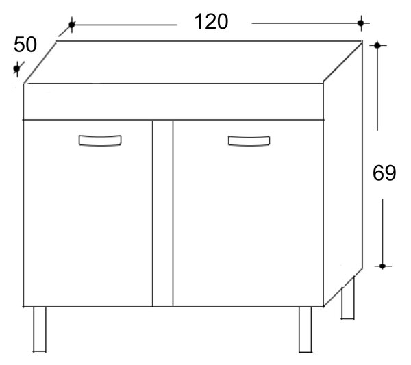 Mobile Sottolavello da Cucina 120x50x69 cm con 2 Ante in Nobilitato Teak
