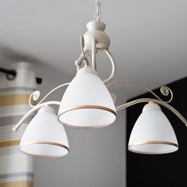 Brilagi - Lampadario LED a catena ANTICO 3xE27/60W/230V 3000K patina bianca