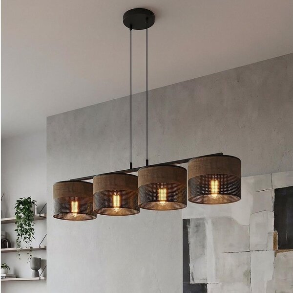 Lampadario su cavo KARBON 4xE27/15W/230V nero/marrone
