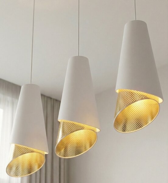 Lampadario con cavo MODA 3xE27/15W/230V bianco/oro
