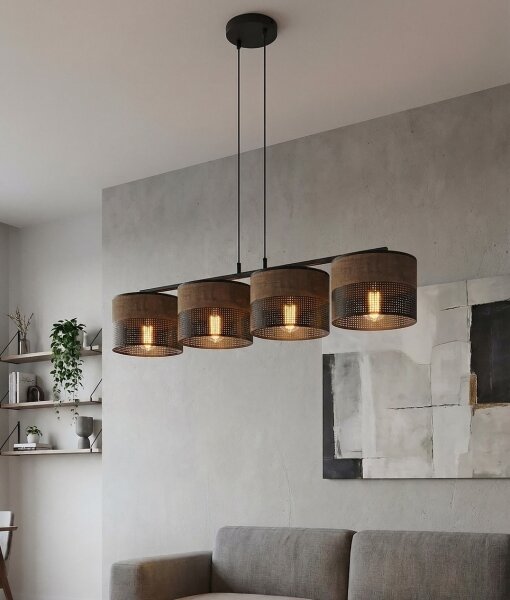 Lampadario su cavo KARBON 4xE27/15W/230V nero/marrone