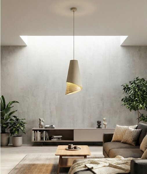 Lampadario a sospensione con cavo MODA 1xE27/15W/230V beige/rattan
