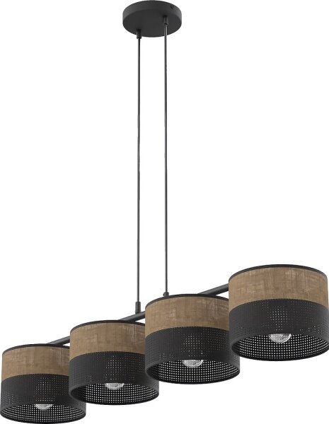 Lampadario su cavo KARBON 4xE27/15W/230V nero/marrone