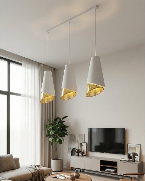 Lampadario con cavo MODA 3xE27/15W/230V bianco/oro