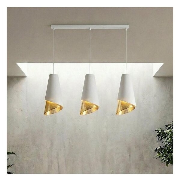 Lampadario con cavo MODA 3xE27/15W/230V bianco/oro