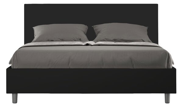 Letto matrimoniale ADELE con testata e Letto imbottiti, rivestimento in similpelle 160x190 cm effetto trapuntato Nero