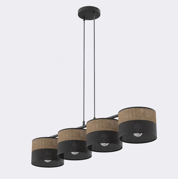 Lampadario su cavo KARBON 4xE27/15W/230V nero/marrone