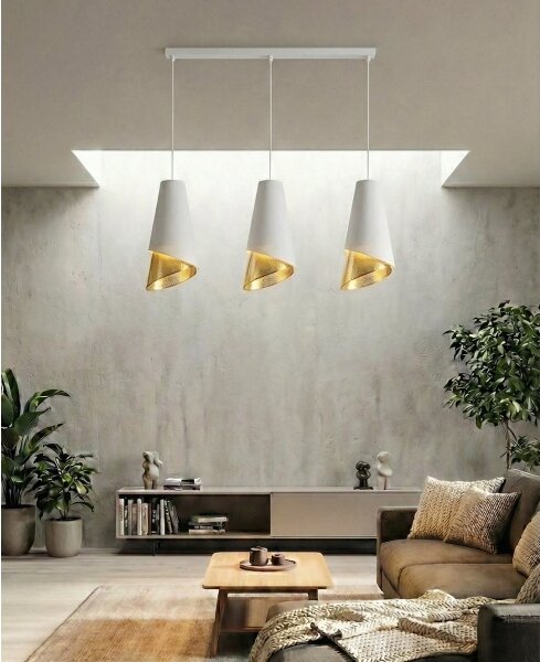 Lampadario con cavo MODA 3xE27/15W/230V bianco/oro