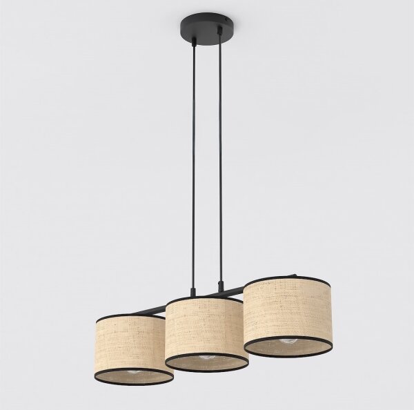 Lampadario a sospensione con cavo ECO 3xE27/15W/230V beige/rattan