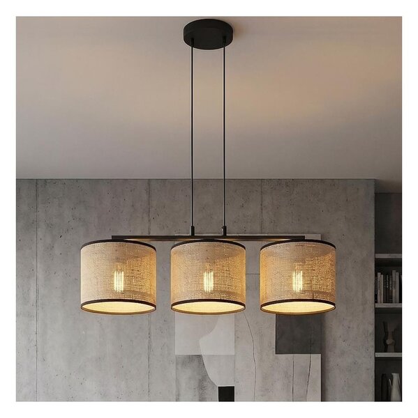 Lampadario a sospensione con cavo ECO 3xE27/15W/230V beige/rattan