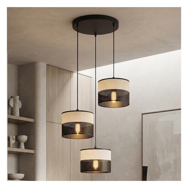 Lampadario a sospensione con cavo KARBON 3xE27/15W/230V nero/grigio