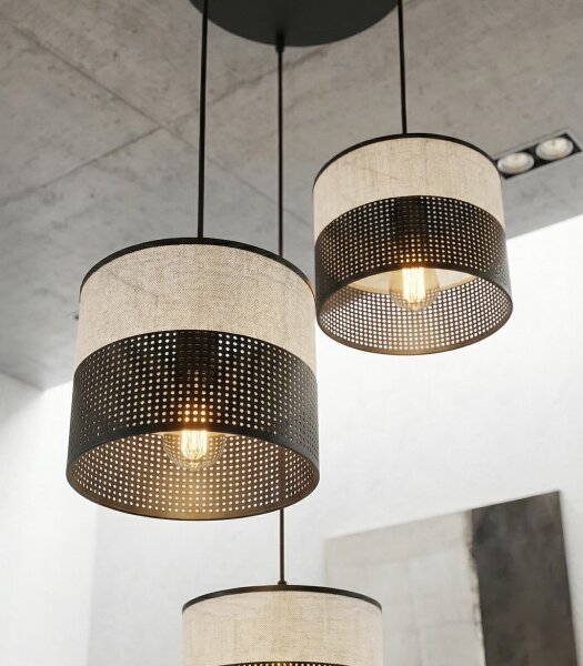 Lampadario a sospensione con cavo KARBON 3xE27/15W/230V nero/grigio