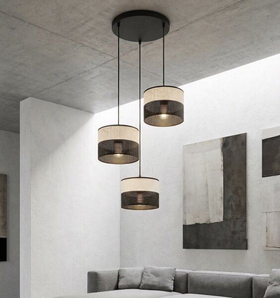 Lampadario a sospensione con cavo KARBON 3xE27/15W/230V nero/grigio