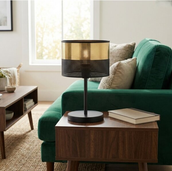Lampada da tavolo LUX 1xE27/15W/230V nera/dorata