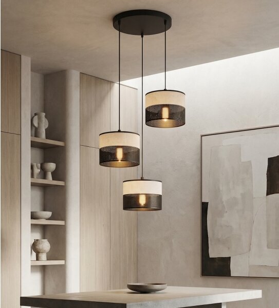 Lampadario a sospensione con cavo KARBON 3xE27/15W/230V nero/grigio
