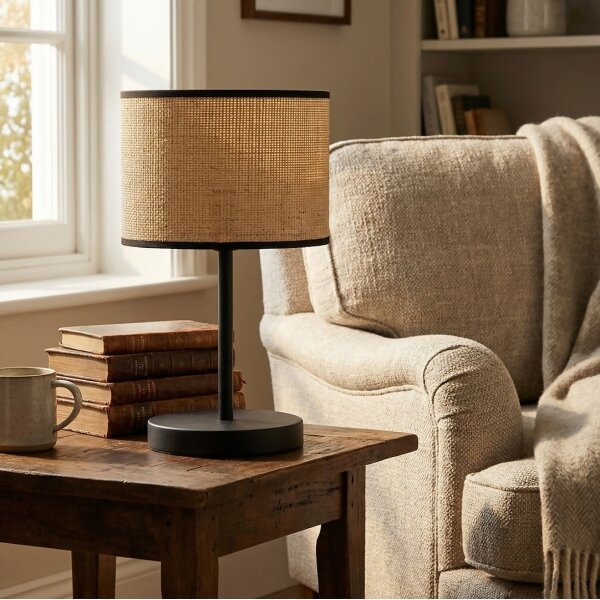 Lampada da tavolo ECO 1xE27/15W/230V beige/rattan
