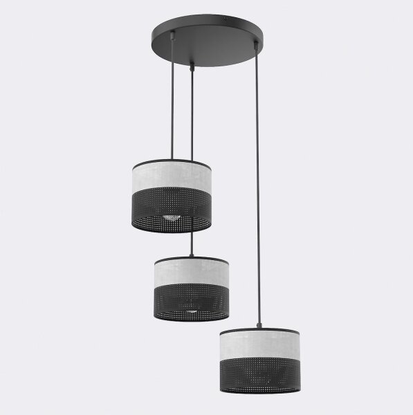 Lampadario a sospensione con cavo KARBON 3xE27/15W/230V nero/grigio