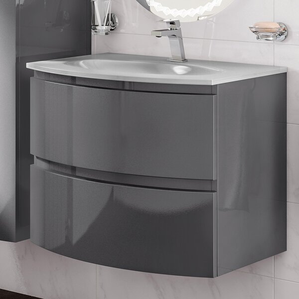 Mobile da bagno sotto lavabo con top Vague L 70 x P 50 x H 55 cm in agglomerato Grigio