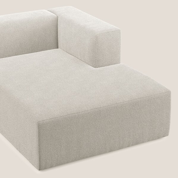 Nettuno modulo chaise longue in morbido tessuto bouclè T07 bianco