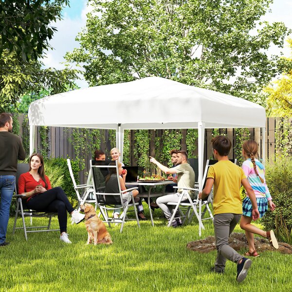 Outsunny Gazebo Piegehvole Impermeabile con Borsa per Trasportoin Acciaio e Tessuto Oxford, 2.95x2.95M, Bianco | Aosom Italy