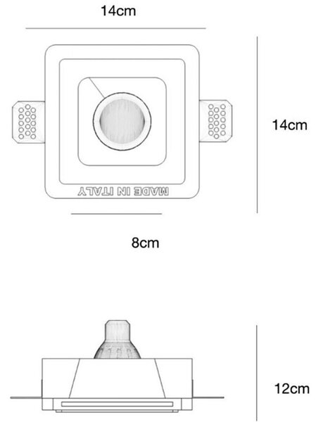 Faretto incasso quadrato lampadari bartalini eveil fp35 gu10 led gesso - Lampadari Bartalini Gesso