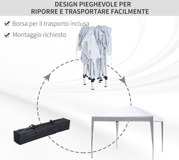 Outsunny Gazebo Piegehvole Impermeabile con Borsa per Trasportoin Acciaio e Tessuto Oxford, 2.95x2.95M, Bianco | Aosom Italy