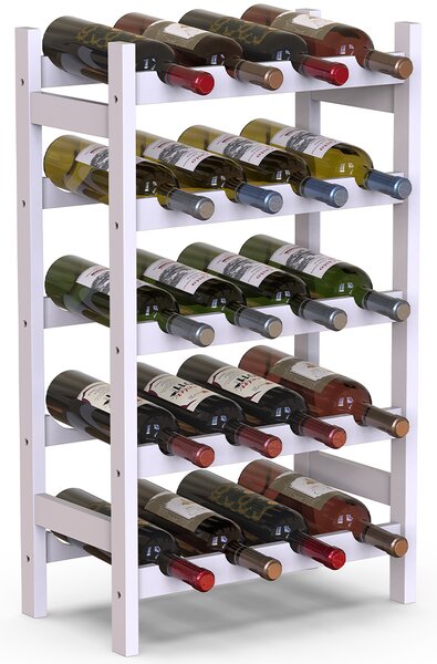 Cantinetta Portabottiglie di Vino 20 Posti in Legno Bambù Bianco