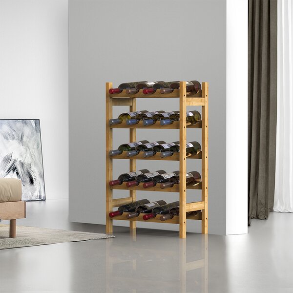 Cantinetta Portabottiglie di Vino 20 Posti in Legno Bambù Naturale