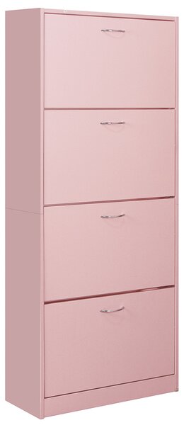 Scarpiera 4 Ante 63x24x150 cm Ripiani Doppia Profondità in MDF Rosa