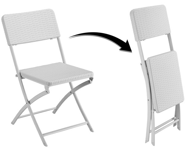 Set 2 Sedie da Giardino Pieghevoli in Polyrattan Bianco