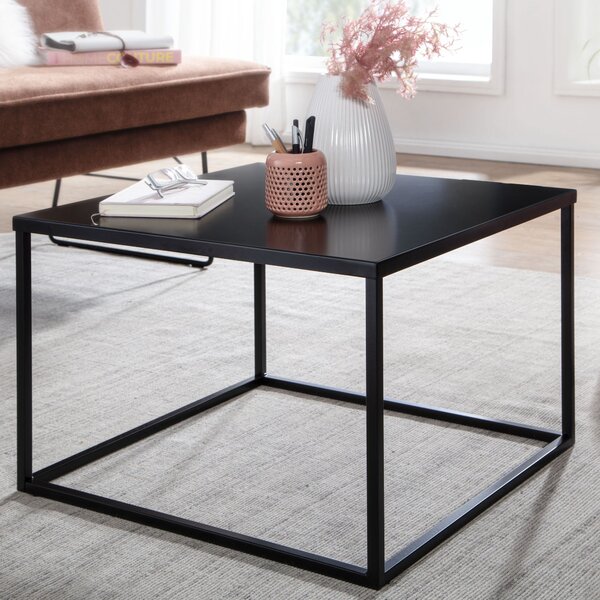 Tavolino da salotto 60x60x40 cm industriale in metallo nero | Wohnling
