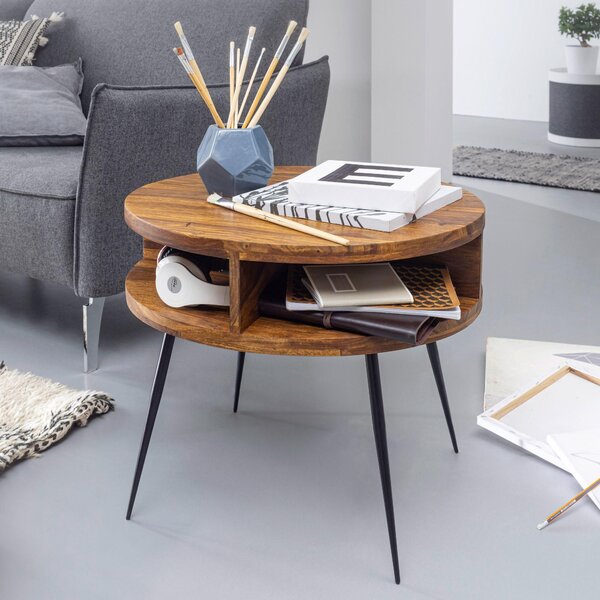 Tavolo sheesham legno massiccio / metallo 60x45x60 cm tavolo soggiorno | Wohnling
