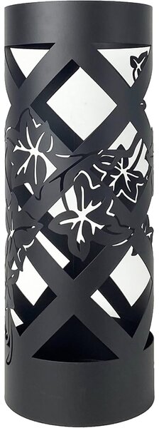 Portaombrelli da Ingresso Design Floreale 19,5x19,5x49 cm in Ferro Nero