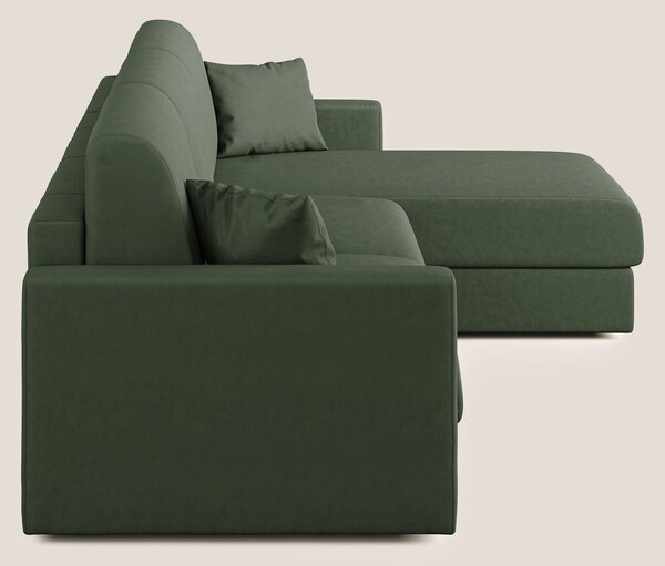 Chris Divano letto angolare con penisola in microfibra smacchiabile T1