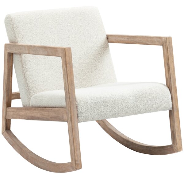 Poltrona Relax a Dondolo 60x81x71 cm Struttura in Legno di Caucciù Crema