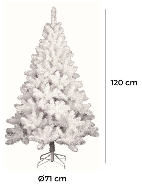 Albero di Natale Artificiale 120 cm 144 Rami Apertura a Gancio Bianco