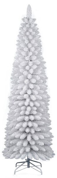 Albero di Natale Artificiale Slim Floccato Realistico Innevato 210 cm 442 Rami Bianco Effetto Neve