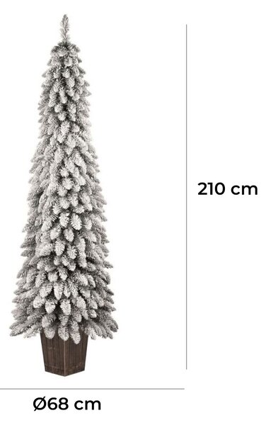 Albero di Natale Artificiale Floccato Effetto Realistico Innevato 210 cm 417 Rami Montaggio Fasciato Effetto Neve
