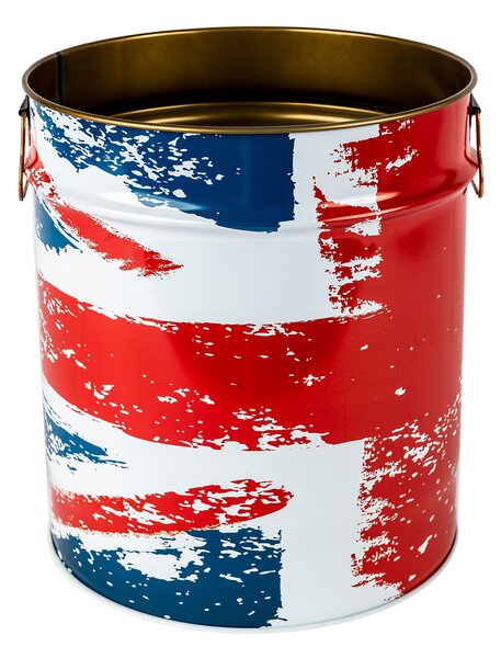 Porta Legna o Pellet Contenitore Senza Coperchio Ø39x42 cm in Ferro Verniciato Big English Blu e Rosso