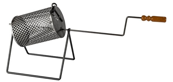 Padella per Castagne Girevole 85xØ18 cm con Supporto Rialzato in Acciaio