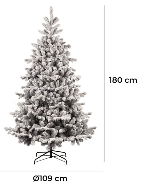 Albero di Natale Artificiale Floccato Effetto Realistico Innevato 180 cm 628 Rami con 2200 Luci Bianco Caldo e Multicolor Effetto Neve