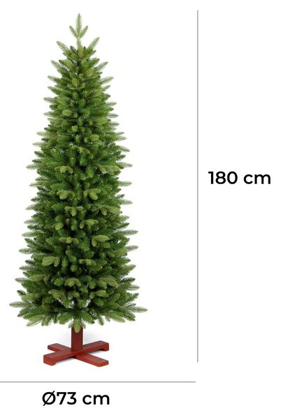 Albero di Natale Artificiale Realistico 180 cm 660 Rami Base in Legno Verde