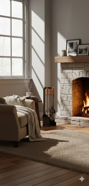 Trespolo per Attrezzi Camino Sagoma Ciclista con Paletta Scopino Attizzino e Pinza 15,6x23,5x65 cm in Ferro e Legno Grigio Martellato