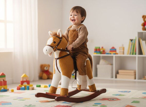 Cavallo a Dondolo per Bimbi con Suoni Altezza 46 cm Fulmine