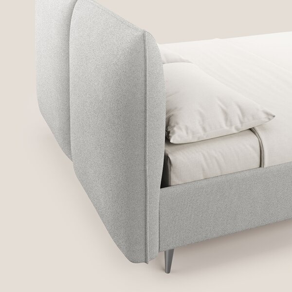 Adone letto imbottito contenitore a doppia pannellatura in bouclet imp