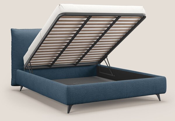 EROS letto imbottito in piuma con vano contenitore in pregiato e fresc