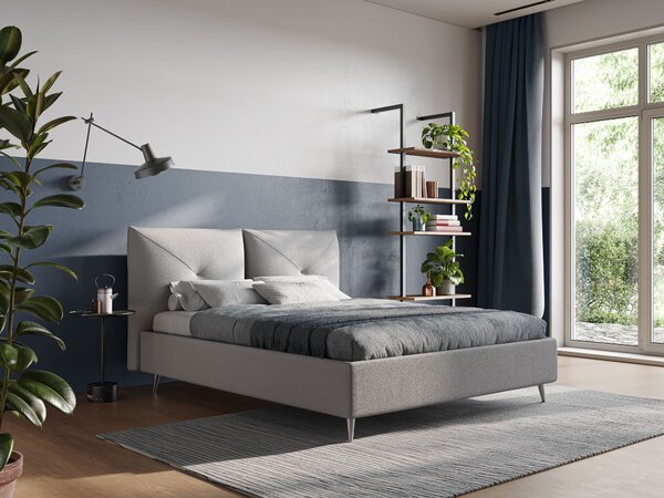Adone letto imbottito contenitore a doppia pannellatura in bouclet imp