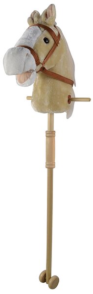 Cavallo Con Bastone per Bambini Asta Smontabile con Ruote e Suoni Beige
