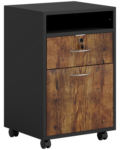 Mobiletto Ufficio con Cassetto e Ruote 40x35x60 cm in Legno Marrone